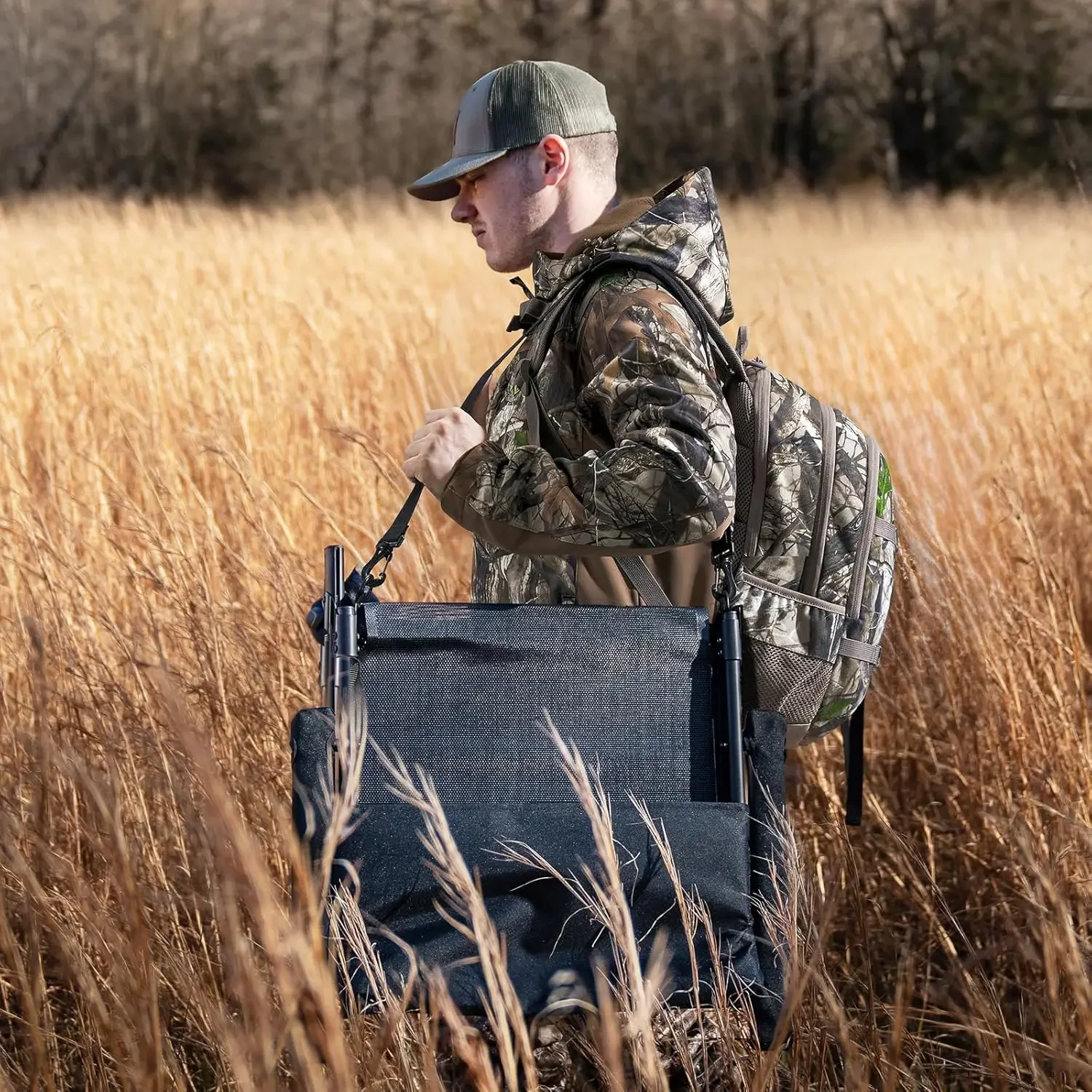 Hunting Chair with Seat Cover, 360 Degree Silent Swivel Blind Folding Chair, 4 Legs Adjustable Height Hunting Seats with