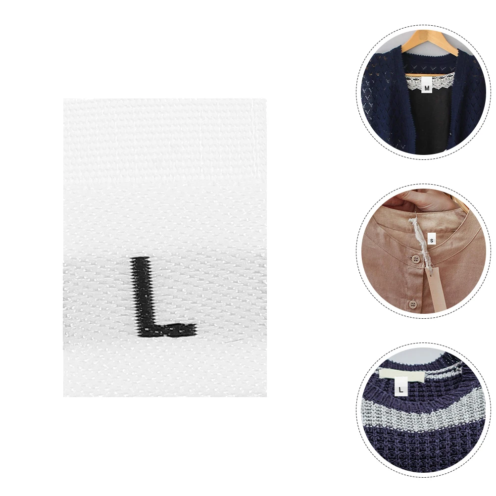 

250pcs Size Labels Clothing Fabric Tags Garments Sewing Washable White Mix for Clothes Organizing Inventory File Folder Tags