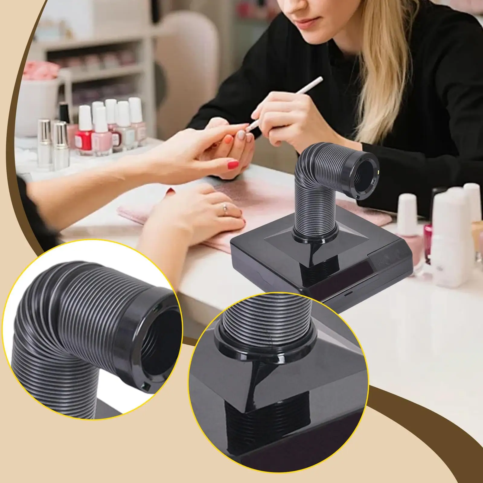 Dust Collector Dust Suction Extractor Powerful Reusable Ventilation Holes Retractable Tube for Travel Salon Nail Technician
