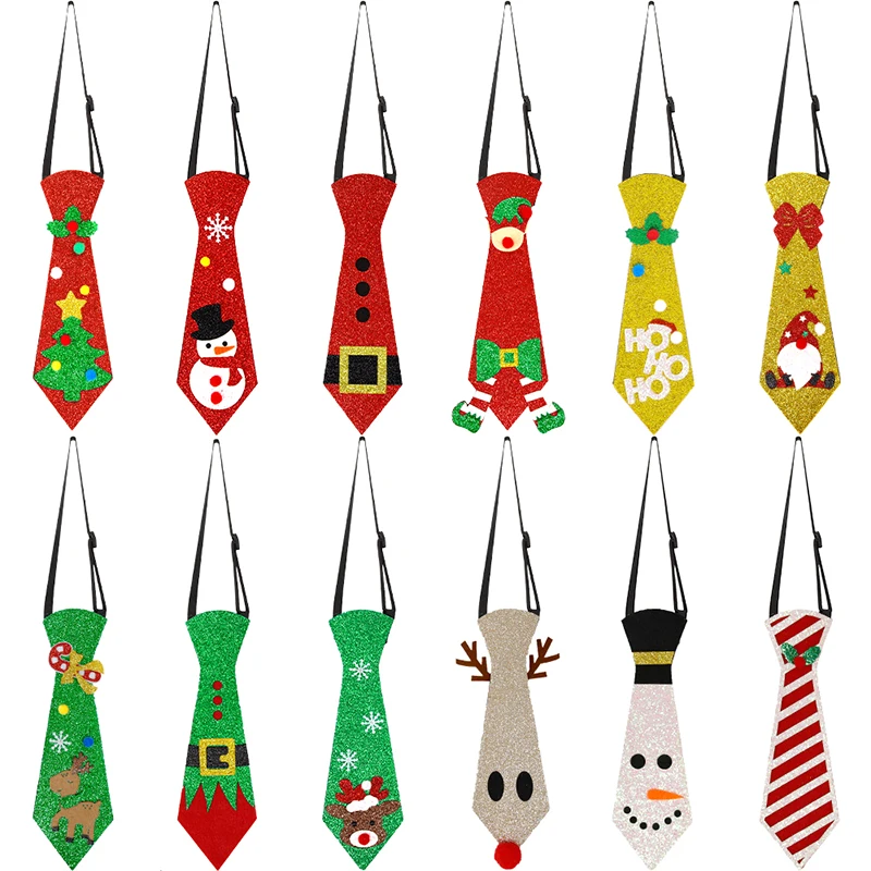 Christmas Neckties Cartoon Christmas Ties For Boy Girl Santa Claus Party Kids Costume Accessories Christmas Decoration 2024