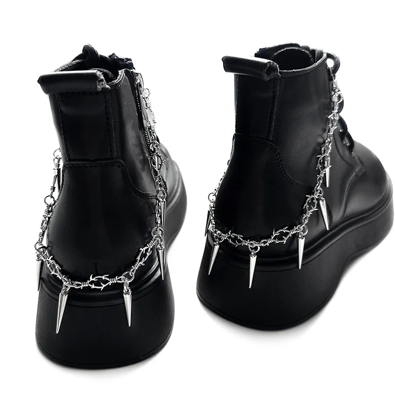 2Pcs Design Punk Gothic Lace Thorn Spike Cones Shoe Chain  Pendant Shoe Accessory for Martin Boots Canvas Shoes Sneakers