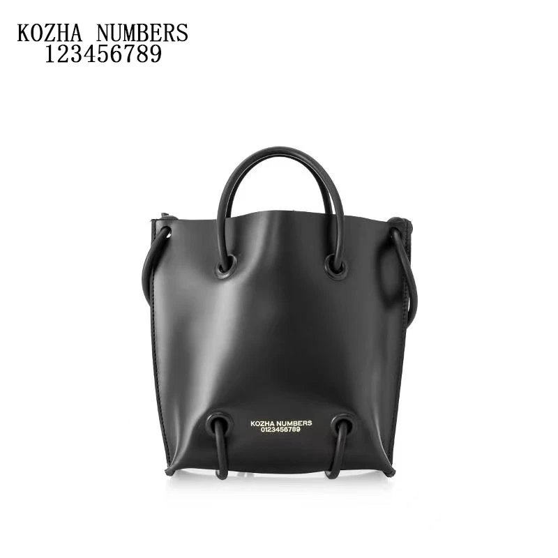 KOZHA NUMBERS New Bucket Bag Niche Designer Brand Handbag Extremely Simple Shoulder Bags Cowhide Personalized Messenger Bag