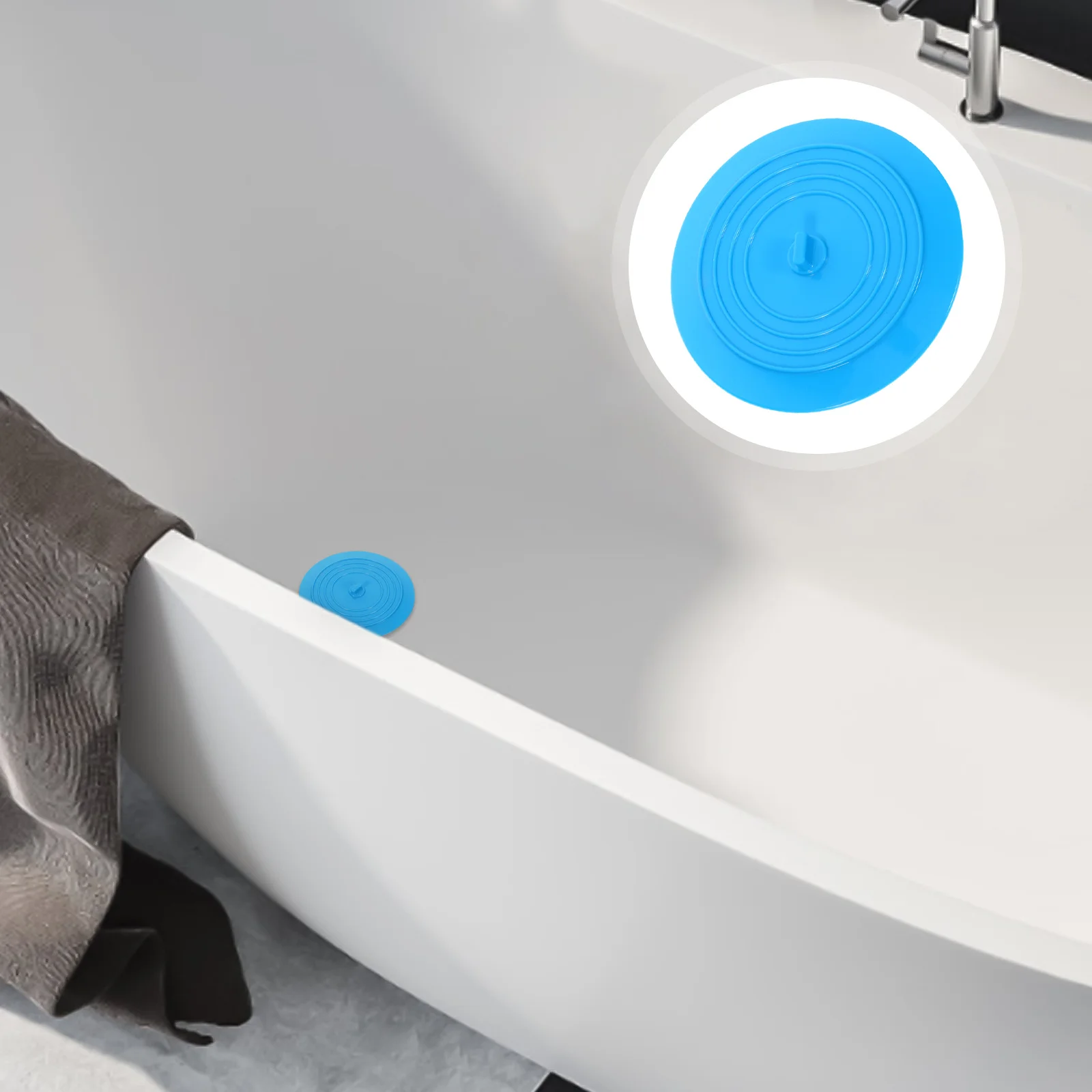 

Silicone Drain Stopper Large Round Flat Universal Fit Bathtub Shower Sink Blue Water Retention Easy Clean Bathroom