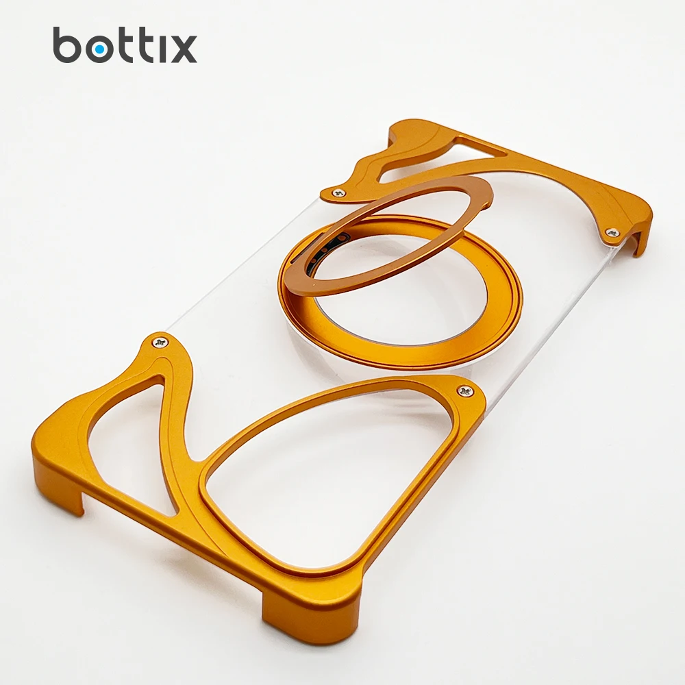 

Алюминиевый металлический безрамочный чехол для Samsung Galaxy S26 Ultra: прозрачная жесткая задняя панель, элегантный дизайн, встроенный вращающийся держатель