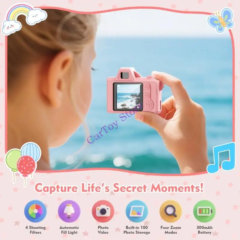 كاميرا كرتونية للأطفال مع لعبة تسجيل فيديو بذاكرة 64 جيجا ودقة 720 بكسل #6