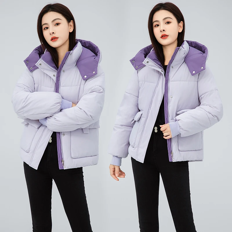 

Women's down Cotton Jaet ort Loose Thi Warm Hooded Coat Trendy Chinese Brandl OL Sle Commute Thiened Winter Coat