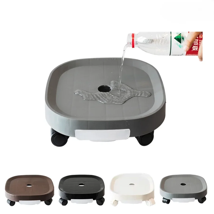 Round Water Chassis with Wheels, Planter Base, Water Storage Drain Hole, Heavy Duty Stands for Indoor and Outdoor Planter Caster