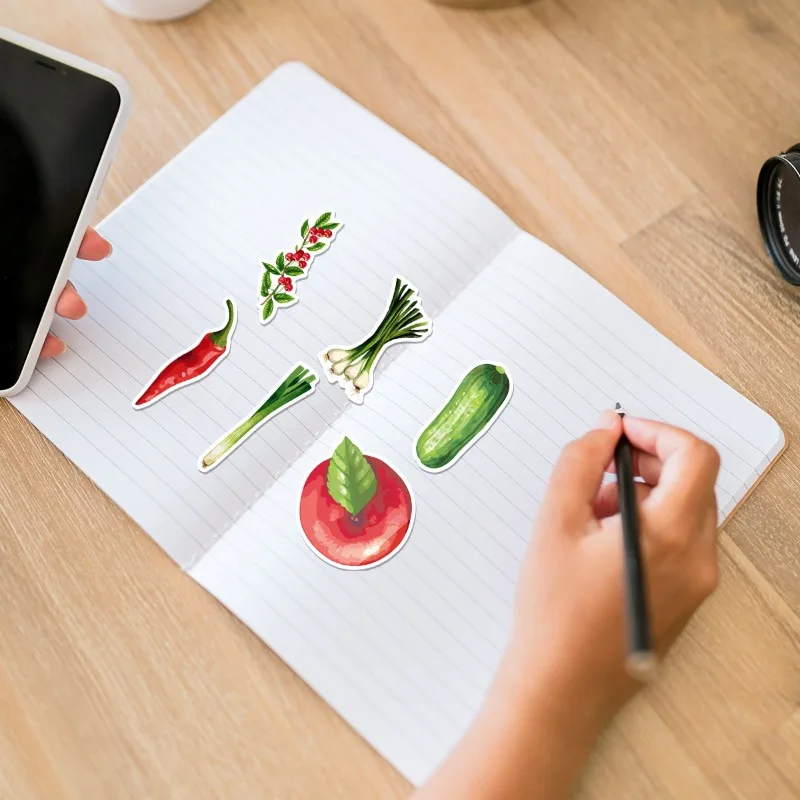 50pcs 만화 귀여운 야채와 과일 낙서 컴퓨터 물 컵 테이블 어린이 크리 에이 티브 장식 방수 스티커