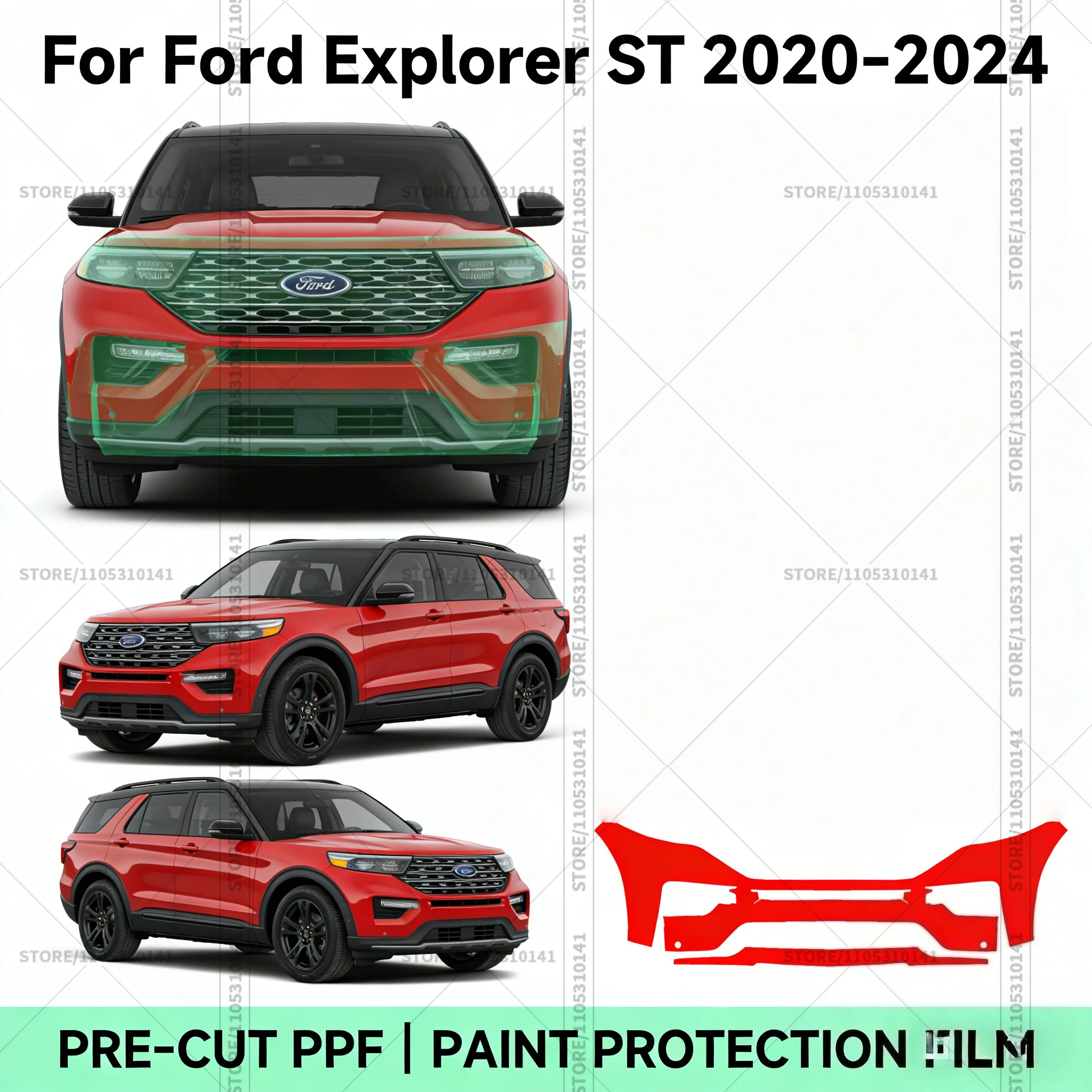 

For Ford Explorer ST 2020-2024 Pre-Cut Paint Protection Film PPF Transparent Car Film Professional Automotive PPF Front Bumper