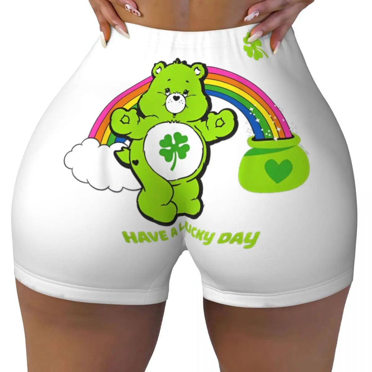 Care Bears Have A Lucky Day Yoga Shorts Woman Biker Running Fitness Workout Gym Wear