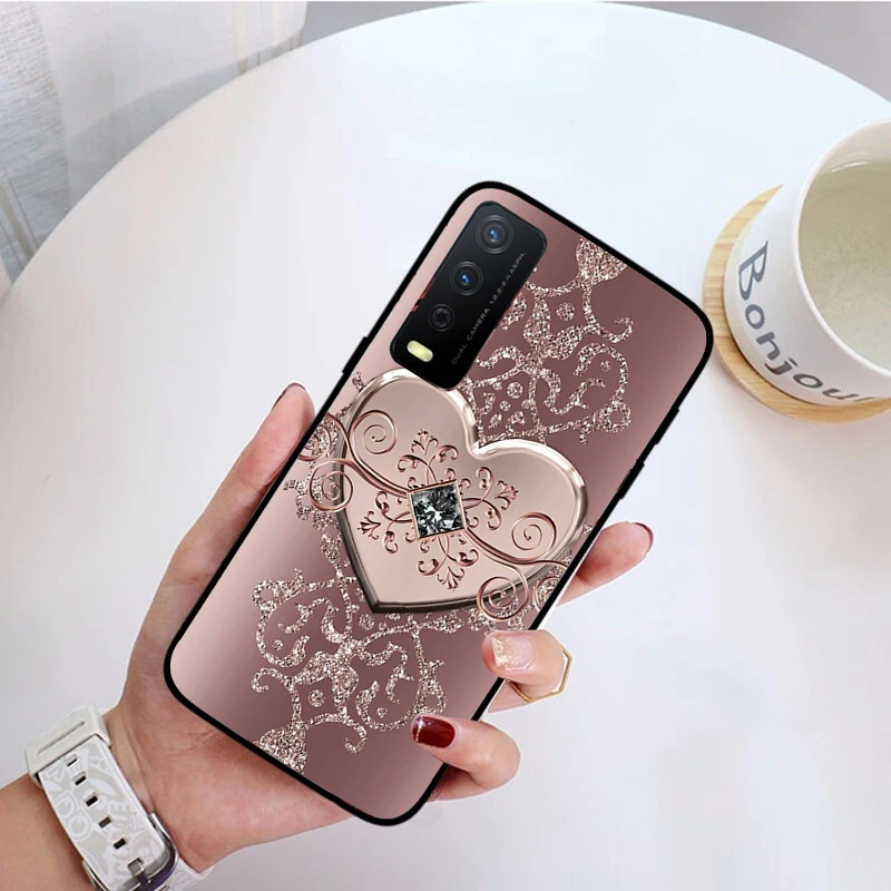 

Rose Gold Diamond Love Heart Phone Case For VIVO Y53S Y33S Y22S Y11S Y31 Y21 Y70 Y20 Y21S Y72 Y35 Y51 Y01 V23E V21 V23 V21E