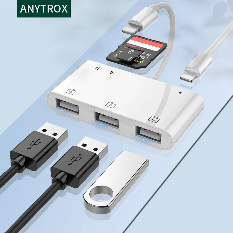 Lightning to USB 3.0 OTG Camera Adapter/Cable Cord with Charging Lightning iPad to SD/TF Card Reader