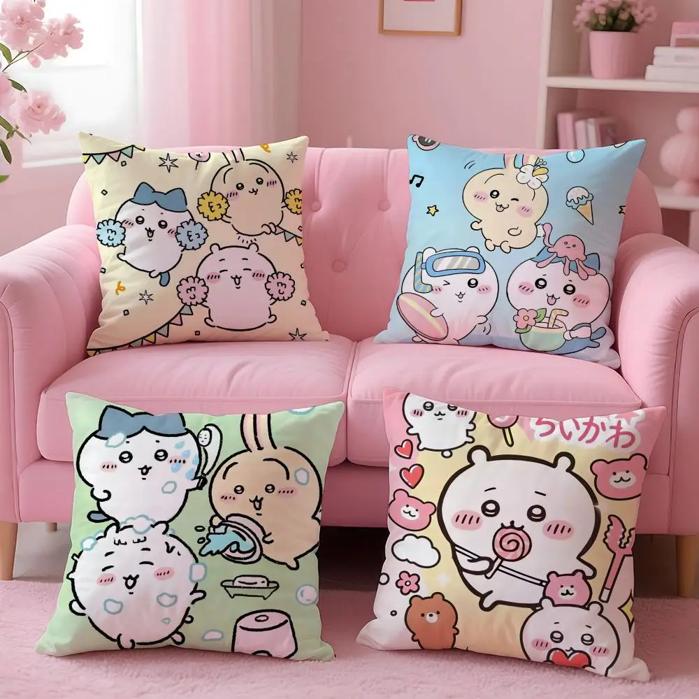 Cute Chiikawa Pillow Case Short Plush Double-Sided Printing Home Machine Washable in Warm Winter Cushion Cover