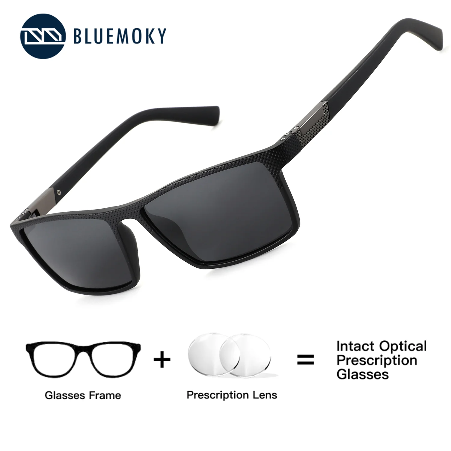 BLUEMOKY Rectangle TR90 Polarized Prescription Sunglasses UV400 Protection Multifocal Eyeglasses Man Sun Glasses Numbered Men
