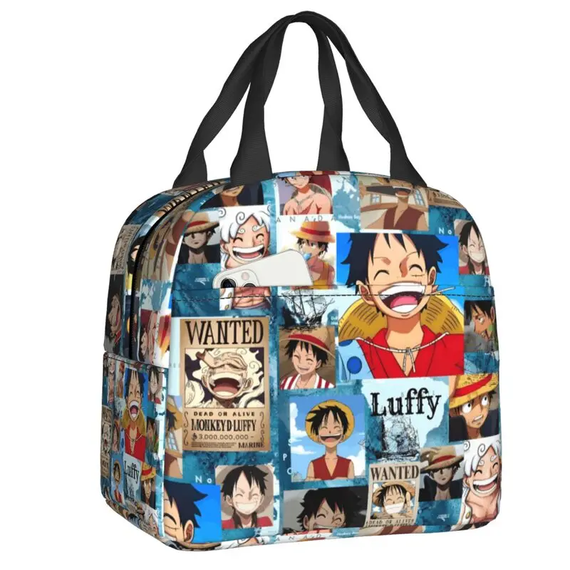 Bolsa de almuerzo de Anime One Piece, caja Bento con aislamiento térmico a prueba de fugas para mujeres y niños, bolsas de transporte para comida de viaje, playa, Camping