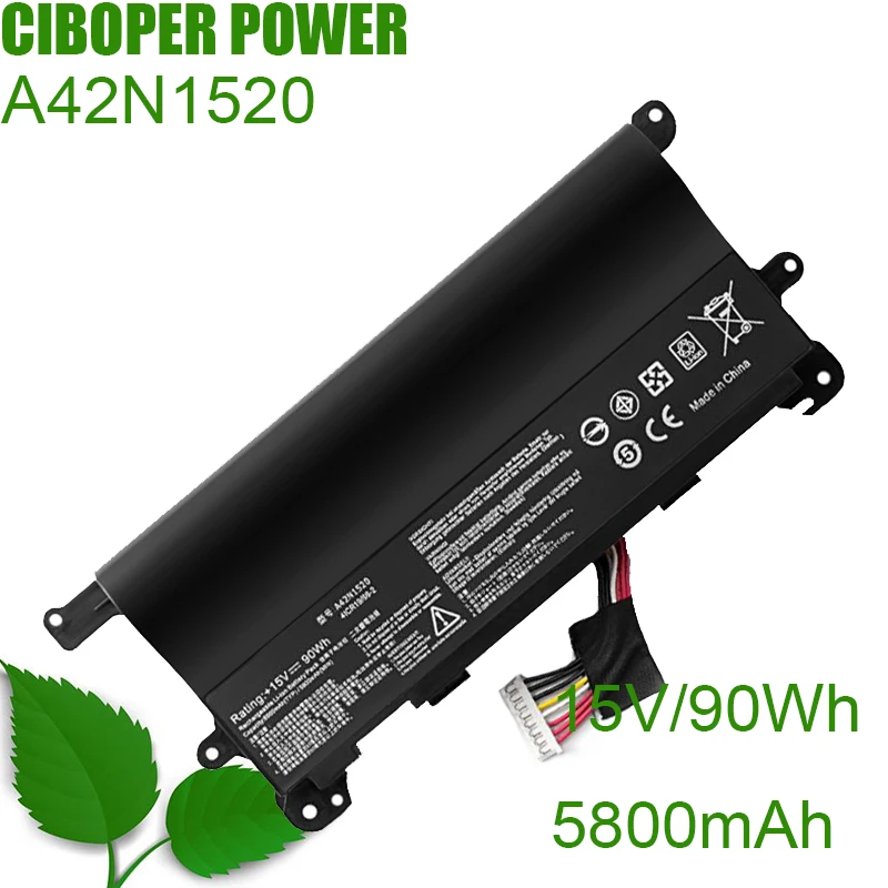 

CP Genuine Laptop Battery A42N1520 15V/90Wh For ROG G752VY G752VS GFX72 GFX72V G752VS GFX72VY6700 GFX72VT6700 Series Notebook