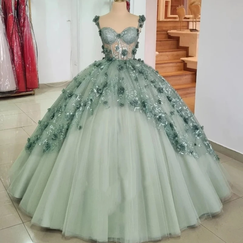 

A1455 Sage Green настоящие мексиканские платья de 15 años quinceañera Flower Sweet 16, платье для девочек, выпускного вечера, особый случай по индивидуальному заказу