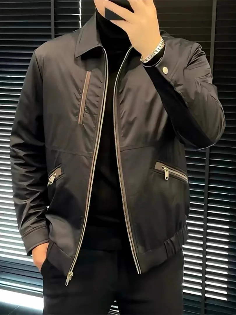

Men's Autumn Winter down Jaet Collared Casual Outerwear Comfortable Faionable Versatile High-End Busin Sle Zipper Cl...
