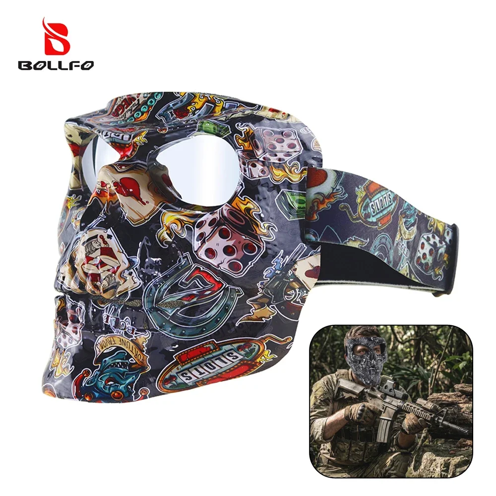 

Skull Face Mask Motocross Goggles UV400 Anti-Fog Dual Ventilation Offroad Glasses TPU Helmet Compatible CS Paintball Eyewear