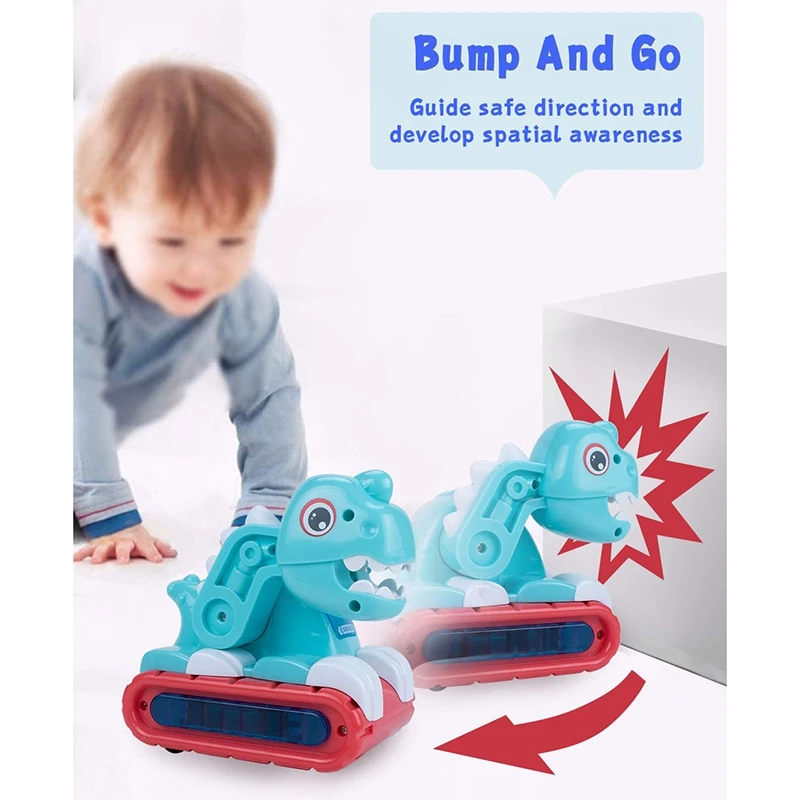 Kids Electric Musical Dinosaur Car Toy With Sounds And Lights Infant Early Crawling Developmental Toys