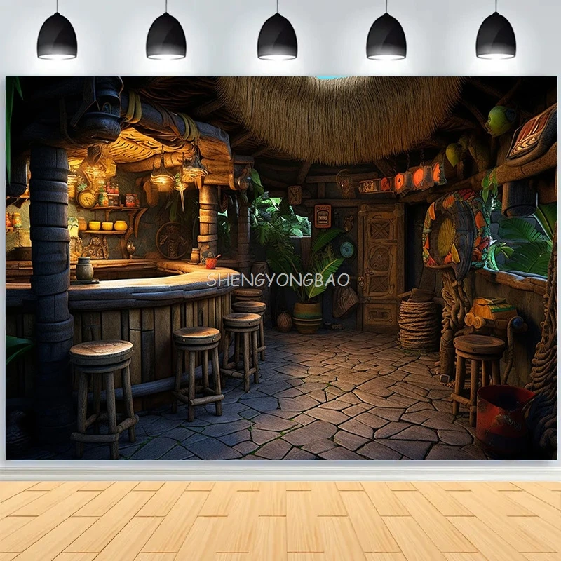 Antique library Old Tavern Barista Coffee Shop Bar Photography Backdrop Warm Medieval Inn Fantasy Photo Studio Background JG-03