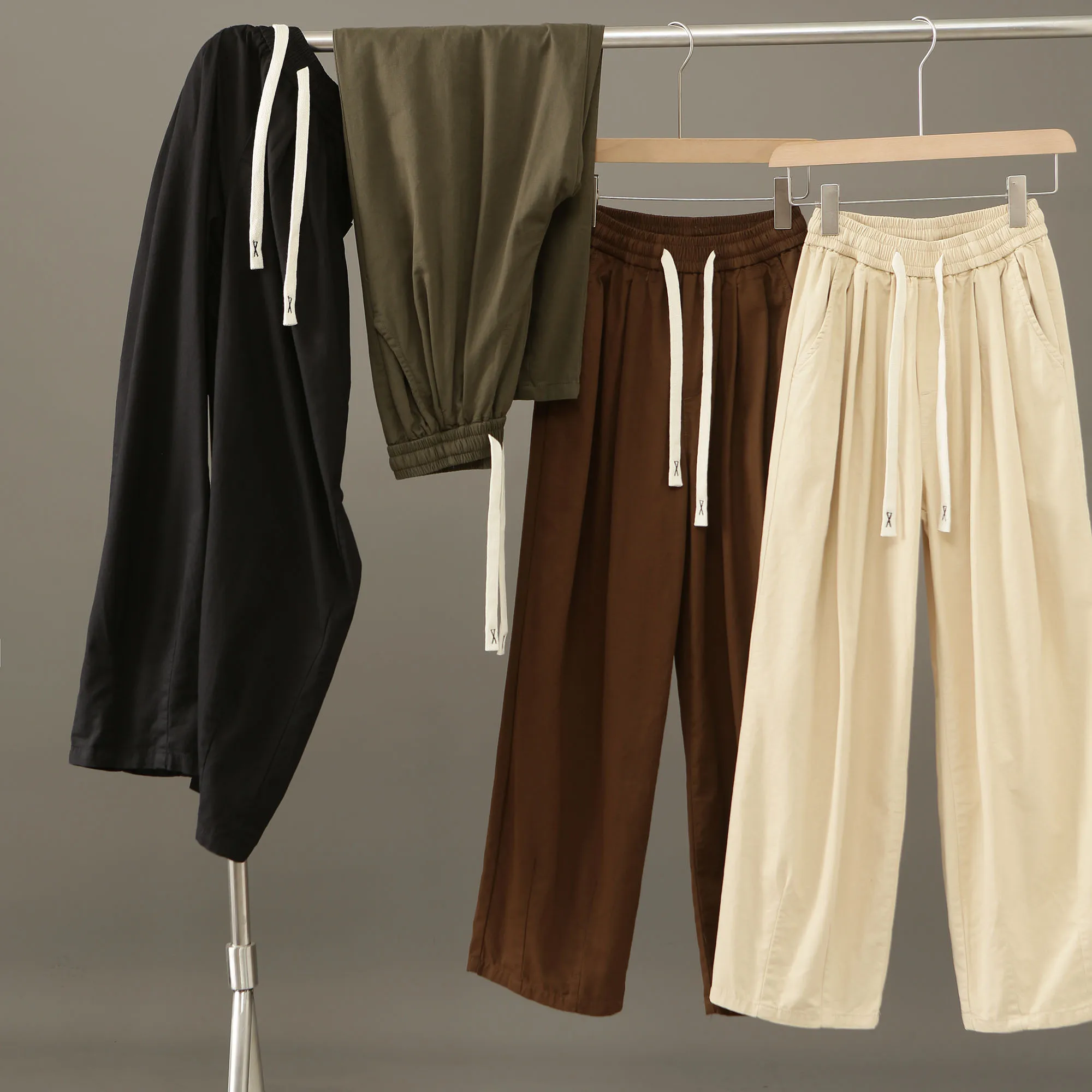 

Retro Sle! Heavyweight Pure Cotton Khakis! Waed Casual Pants Wide Leg Sweatpants for Men Autumn Season Straight Cut
