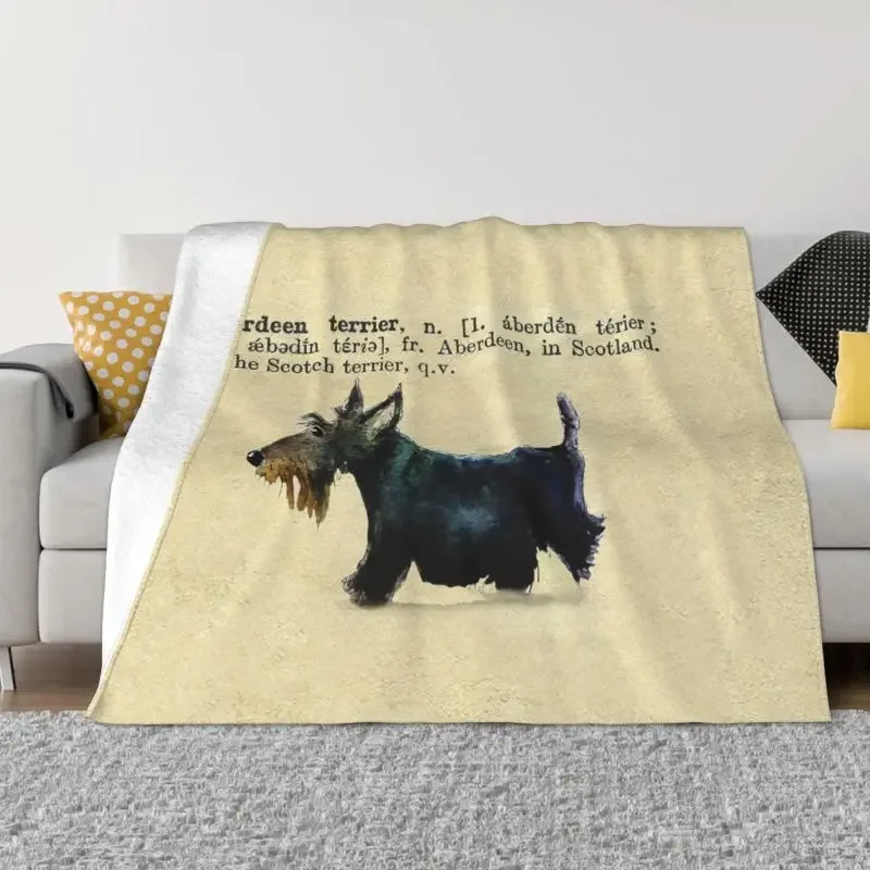 Vintage Scottie Dog Blankets Soft Warm Flannel Scottish Terrier Pet Throw Blanket for Bed Sofa Couch Bedspreads Quilt Blankets