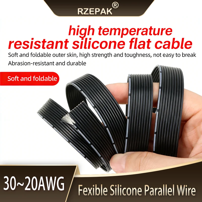 2/5/10M Silicone Parallel Wire 20-30AWG 2P/4P/6P/8P/14P High Temperature Resistant Flexible Copper Multi-core Cable
