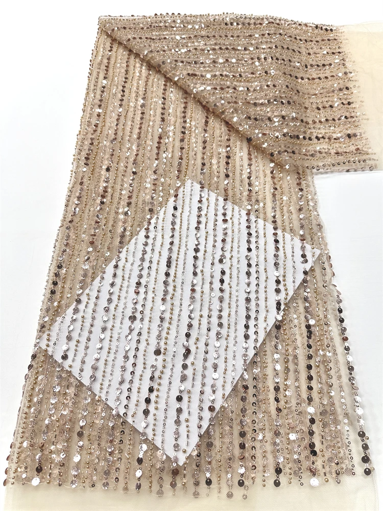 

2025 Лидер продаж, французский бисер, жемчужный тюль, кружевная ткань, высокое качество, нигерийское праздничное платье, вышивка блестками, африканское кружево, Materia