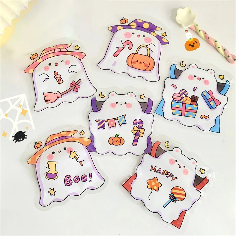 10 stuks Halloween Cartoon Snoep Verpakking Zak Ghost Festival Party Gift Zelfsluitende Zak Trick Or Treat Snack Voedselzakje