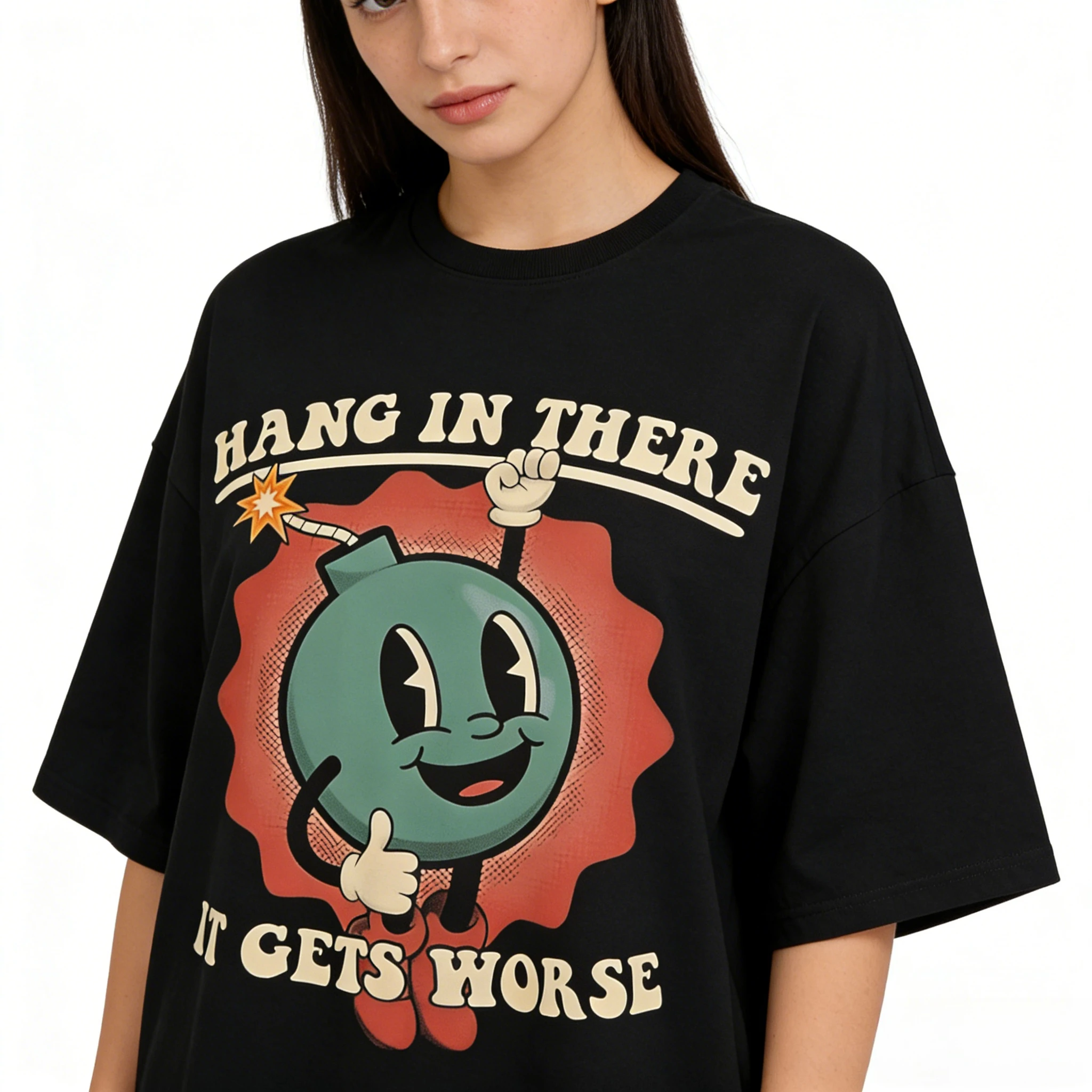 

Hang in there! The lieutenant's fear of survival is growing stronger T-shirt Unisex cotton top graphic t shirts harajuku