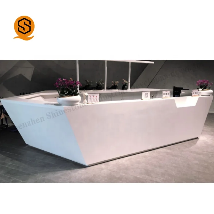 Contemporary Information Front Reception Desk Ideas White Corians Round Hotel Lobby Reception Desk