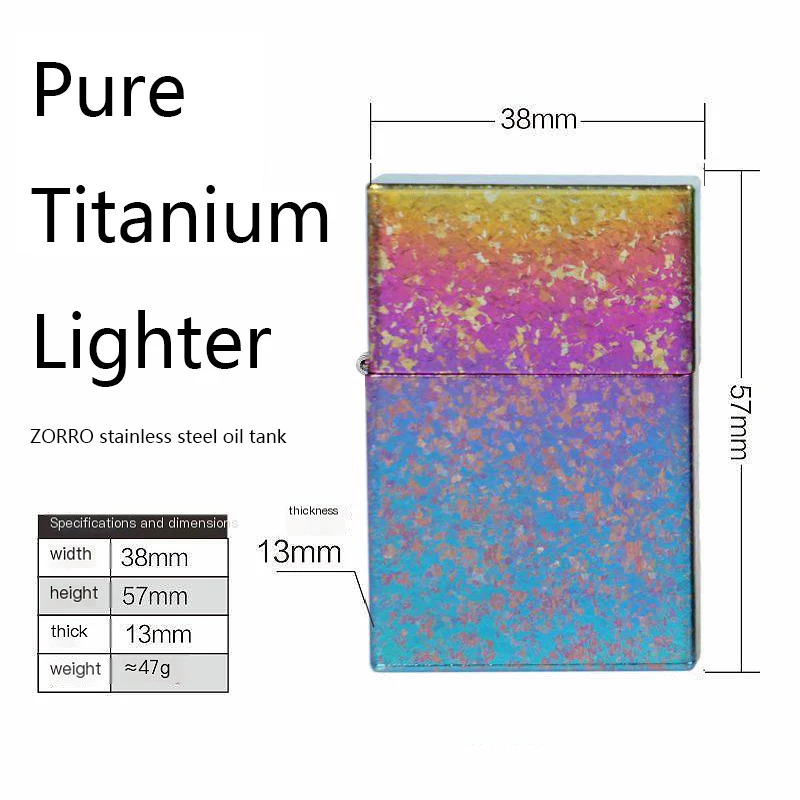 

Pure Titanium Lighter for Outdoor Camping, Rustproof Corrosion Resistant Antibacterial with Flint