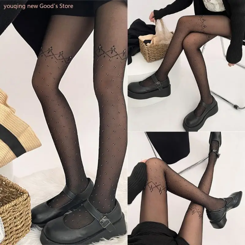 

49ME Women's Control Top Pantyhose Sheer Nylon Tights Patchwork Silk Stockings Vintage High Waist Pantyhose Tights Hosiery