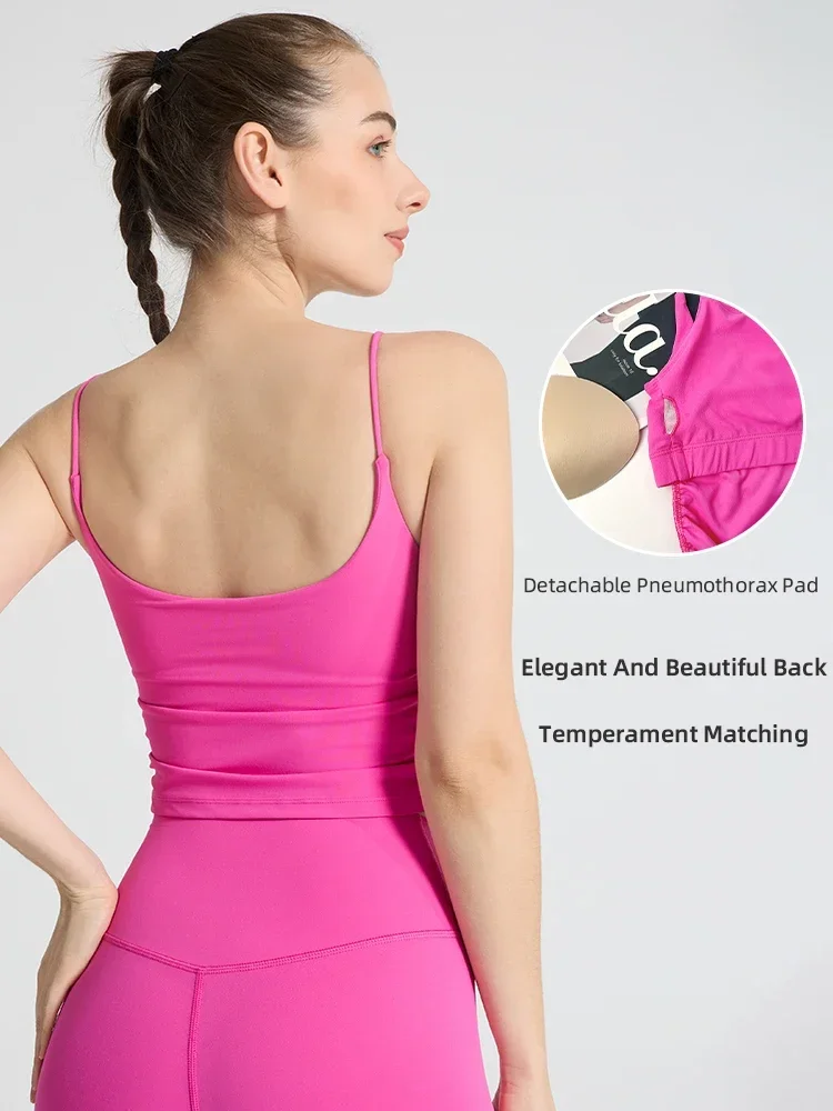 

Women Sleeveless Sports Bra Tops Side Pleats Sexy Yoga Vest Shockproof Sexy Backless Casual Running Athletic Sportswear Bra