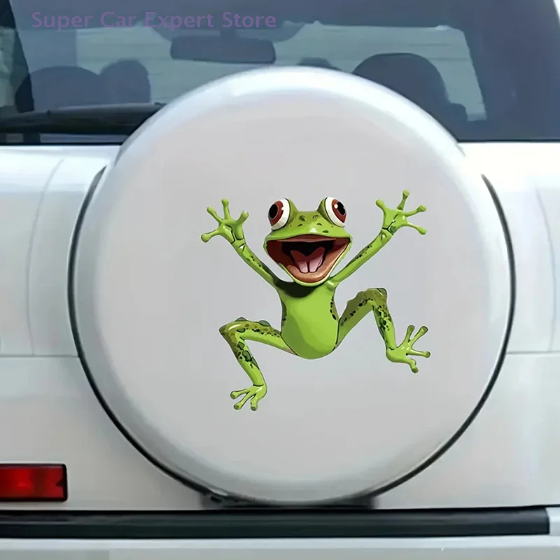 

1Pc Green Frog Jump Funny Car Sticker For Laptop, Water Bottle, Phone, Car Truck, Van, Motorcycle, Vehicle Paint Window