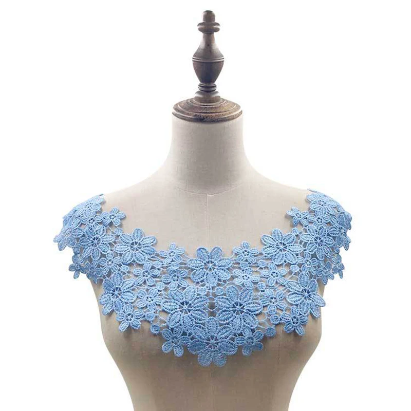 1PC 3D Embroidered Lace Fabric collar small Flower Lace Sewing Applique Neckline Collar  Garment Accessories Scrapbooking