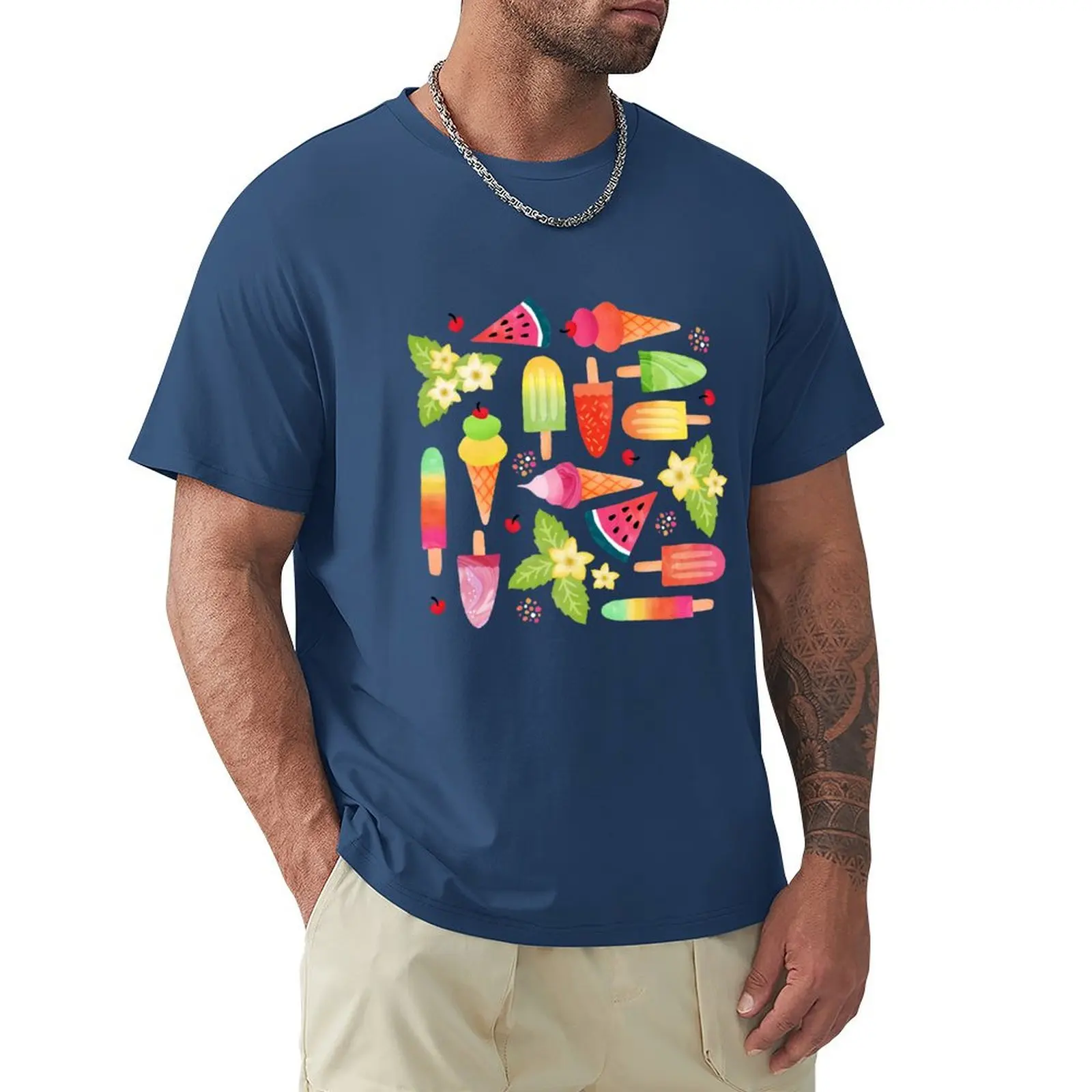 Ice cream summer T-Shirt blanks tees oversizeds mens t shirts casual stylish