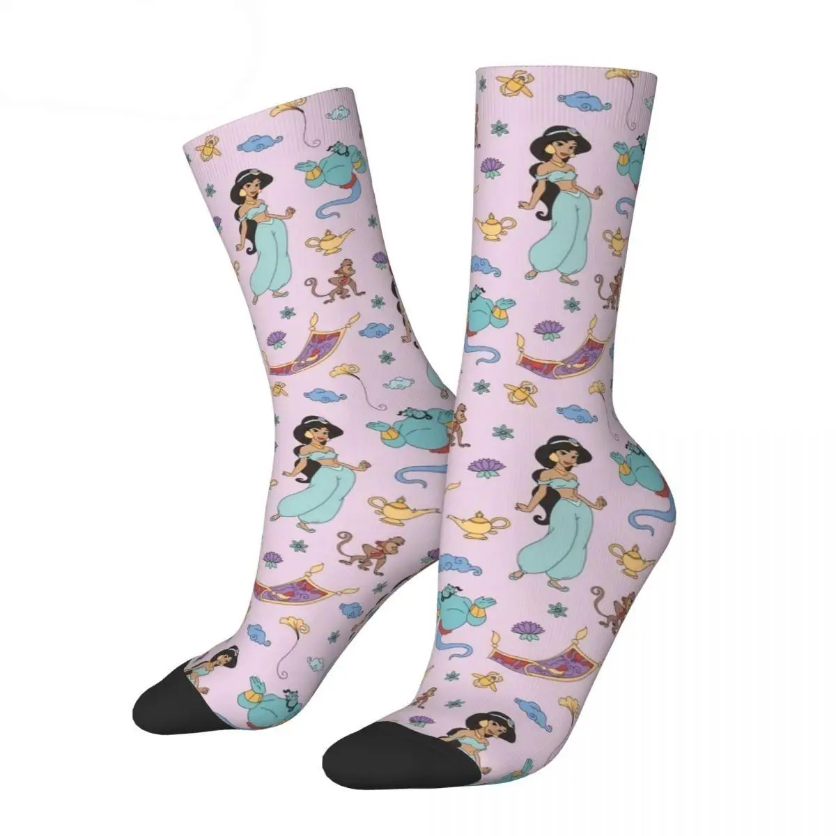 Funny Aladdin Princess Sports Socks New Cartoon Polyester Long Socks for Women Men