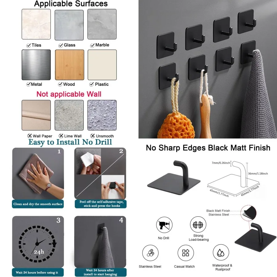 

Клейкие крючки для подвешивания Самоклеящиеся настенные крючки для ключей, шляпы, пальто, без сверления, крючки для полотенец в ванной, крючки для душа, кухни, двери H