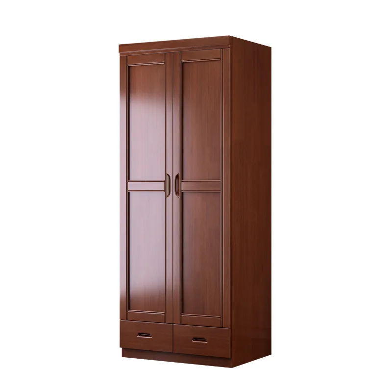 

New Chinese style, solid wood, wardrobe, bedroom, swing door, two doors, wardrobe
