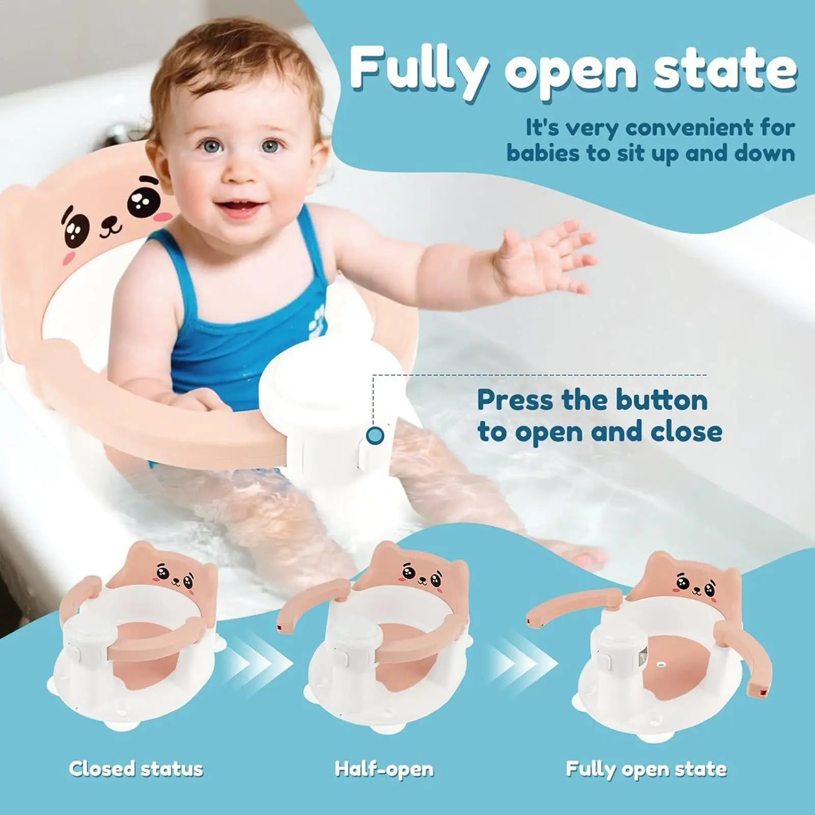 

Сиденье для ванны для малышей, противоскользящее сиденье для ванны для малышей, сидящий стул для душа и ванны с присоской для детей 6-24 месяцев, новинка