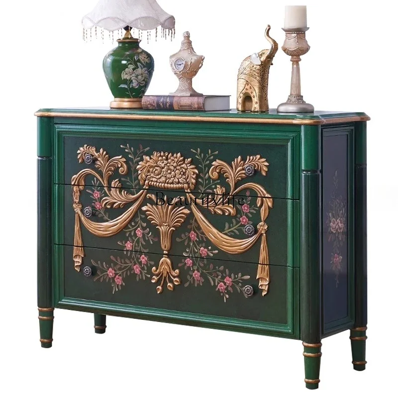 

ls 42Golden emerald home entrance American light luxury door cabinet living room partition solid wood dining side bedroom chest