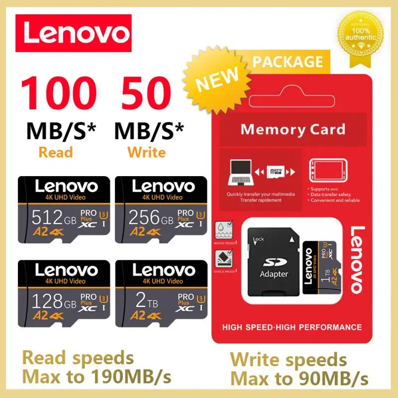 Lenovo Wielofunkcyjna karta 2TB Micro TF SD 128GB TF Flash 512GB 256GB 1TB Rejestrator jazdy Kamera Cartão De Memória