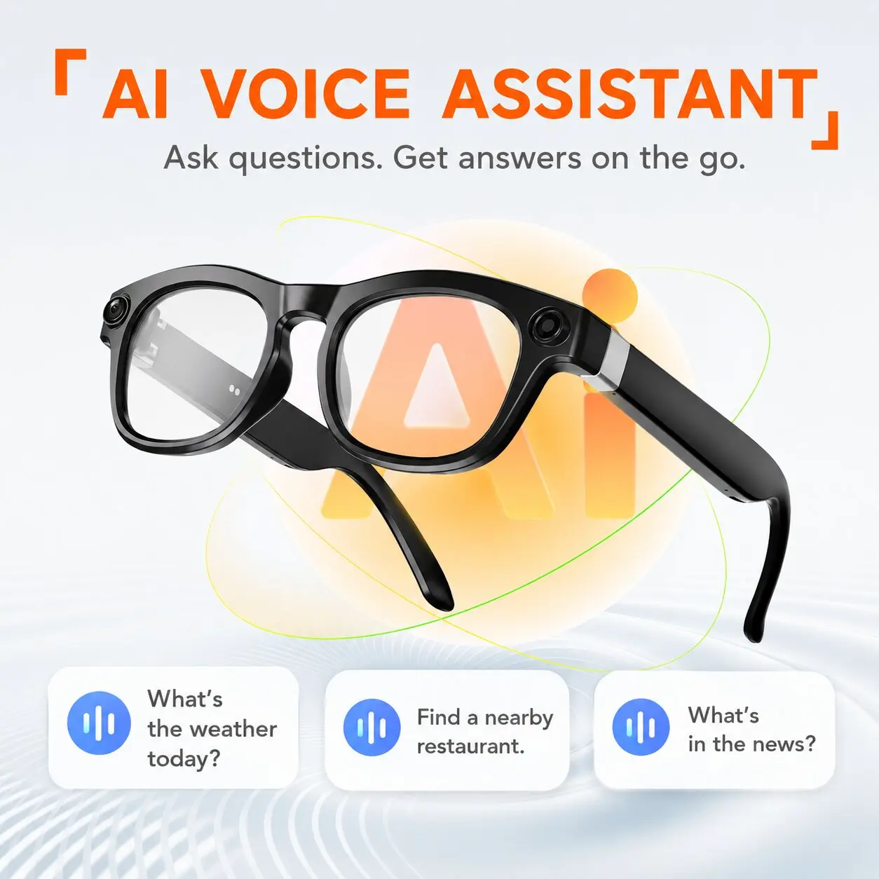 AI 800w Smart Glasses with Camera, 130+ Languages Translation, Bluetooth 5.4, WiFi 6, Voice Assistant & Live Streaming