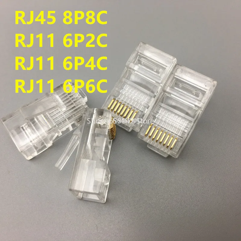 10Pcs RJ11 RJ45  6P2C 6P4C 6P6C 8P8C Telephone Internet Modular Plug Jack Network Connector