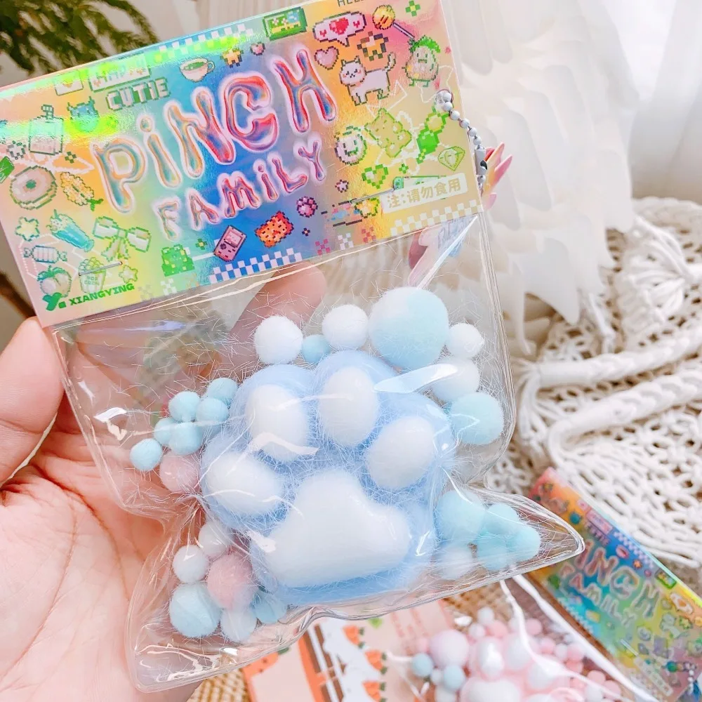 Mini PU Squeeze Toy Cat Foot Mochi Stress Relief Toy Decompression Antistress Fidget Toy Boys