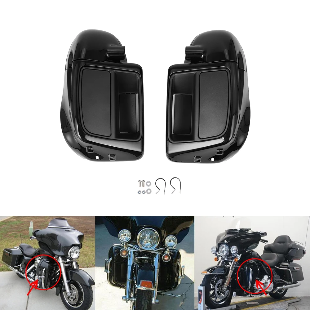 

Motorcycle Gloss Black Lower Fairings Vented Leg Warmers Cap Glove Box For Harley Touring Electra Road Street Glide CVO 2014-23