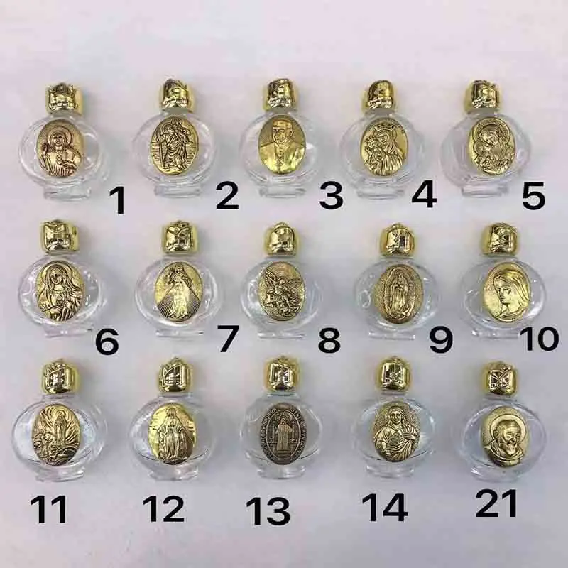 

60pcs 15 types of holy water Jesus bottle religious cross bottle Christian Virgin sculpture bottle, holy water bottle