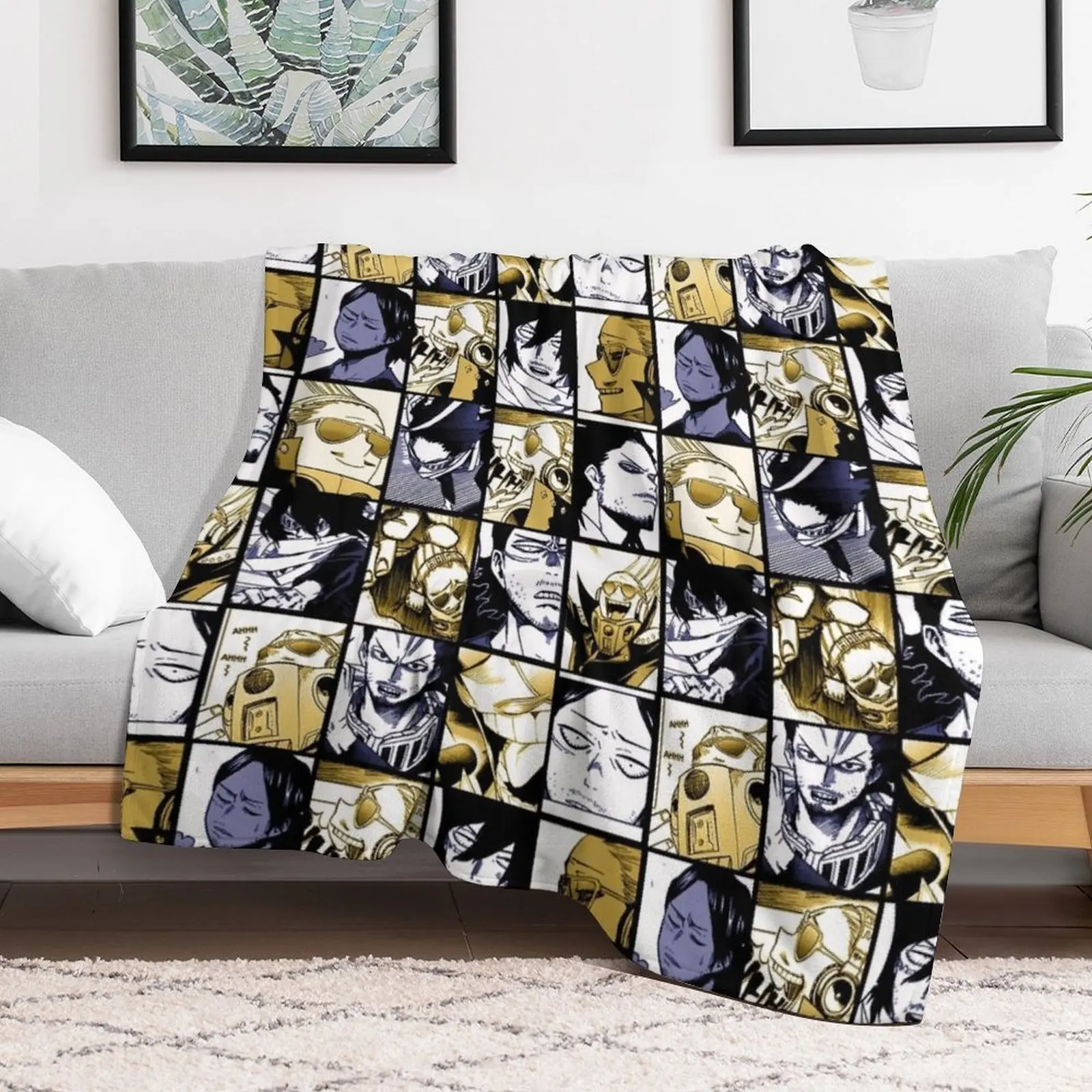 Aizawa and Present Mic- Mix collage color version Throw Blanket Sofas Bed Fashionable Blankets